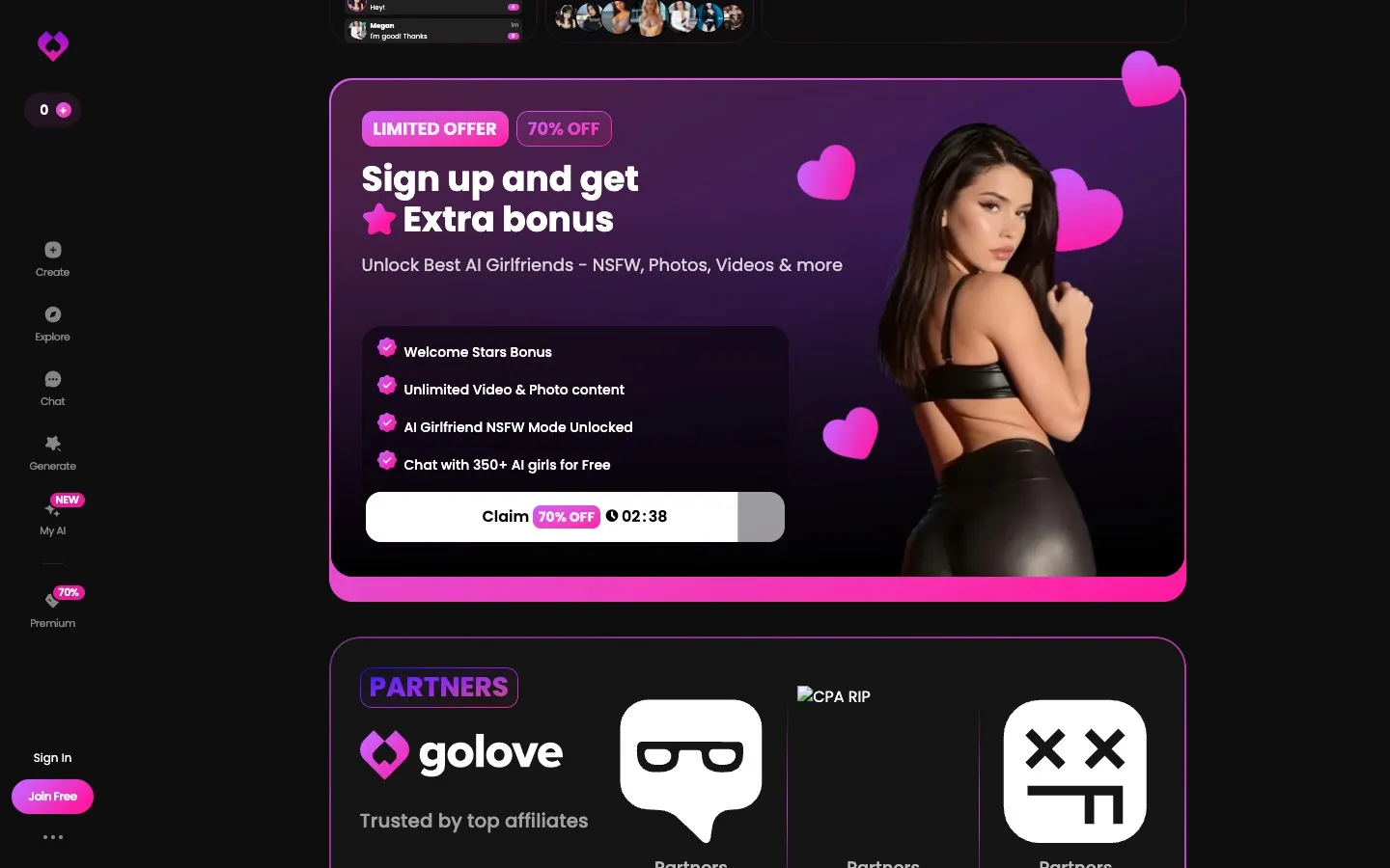 GoLove AI Pricing Plans and Star System